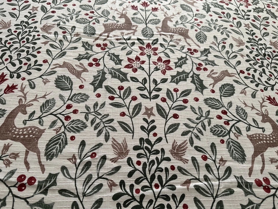 70",60", 54" sq.or rd. Laura Ashley Christmas  deer white, brown tablecloth  New - Image 2 of 2