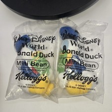 Set Of 2 Walt Disney World Mini Bean Donald Duck Plush Kellogg's 2001 NEW/SEALED