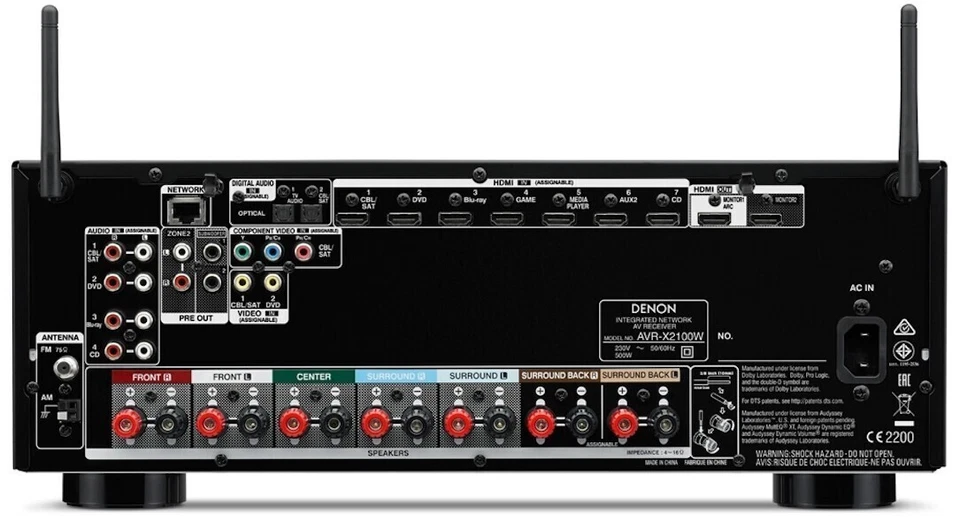 Denon AVR-X2100W | 7.2 AV-Receiver | Wi-Fi | Bluetooth | Schwarz | SEHR GUT - Bild 3 von 3