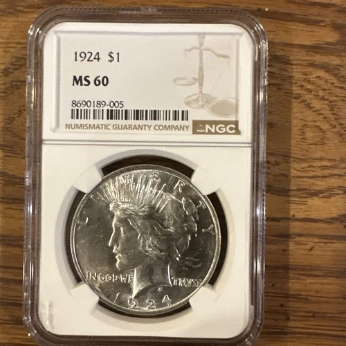 Silver 1924 PEACE DOLLAR  NGC MS60 NGC