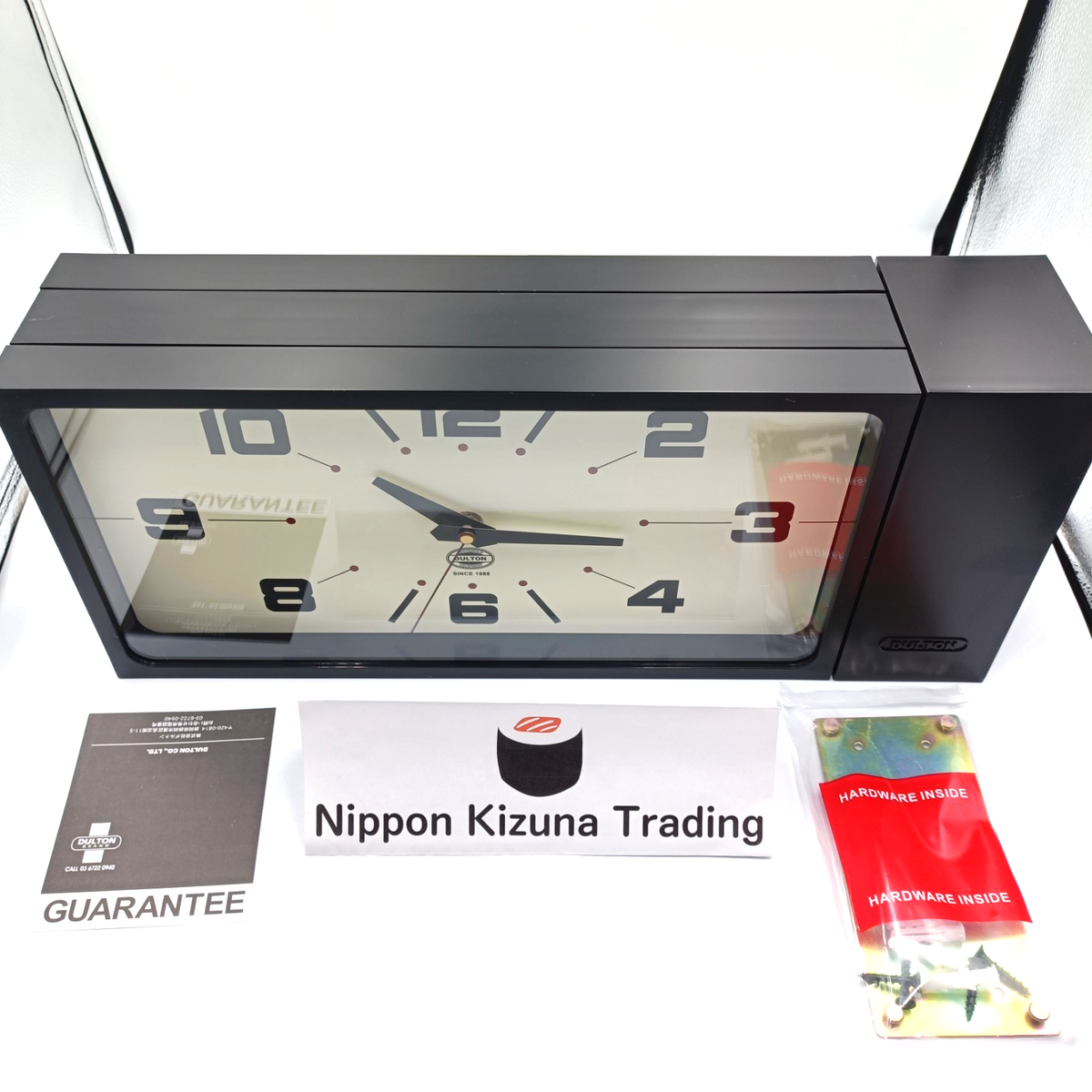 Dulton Double Face Wall Clock H21-0362BK Black Rectangle Magnet