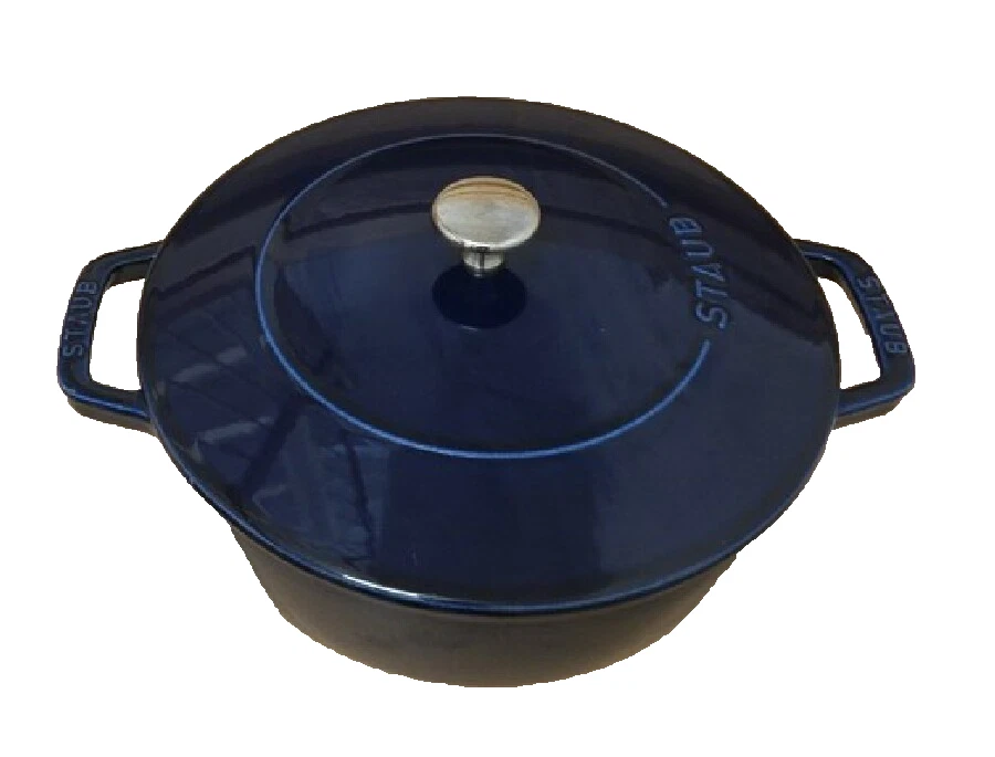 Staub 3.75 Qt Blue Cast iron, covered Cocotte #24. Nice, used condition. France