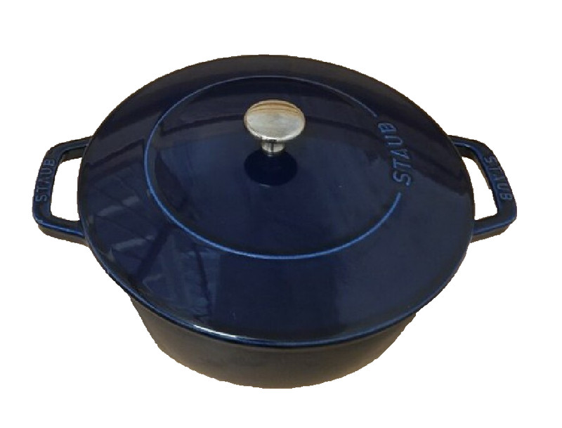 Staub 3.75 Qt Blue Cast iron, covered  Cocotte #24. Nice, used condition. France