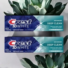 NEW Crest 3D White Lot of (2) Advanced Deep Clean Toothpaste Enamel Safe 3.3oz