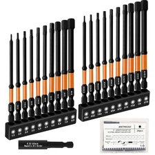 Impact 4’’ Long Hex Head Allen Wrench Drill Bit Set 20PCS(Metric & SAE), 1/4’’