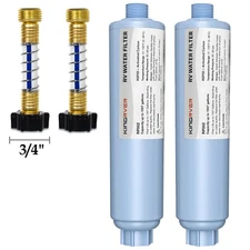 KingRVer RV Inline Water Filter,NSF Certified, 2-Pack Filter with Hose Protector
