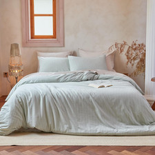Striped 100 Washed Cotton Duvet Cover Set King Size 3Pcs 1 Comforter Cover 2 Pi