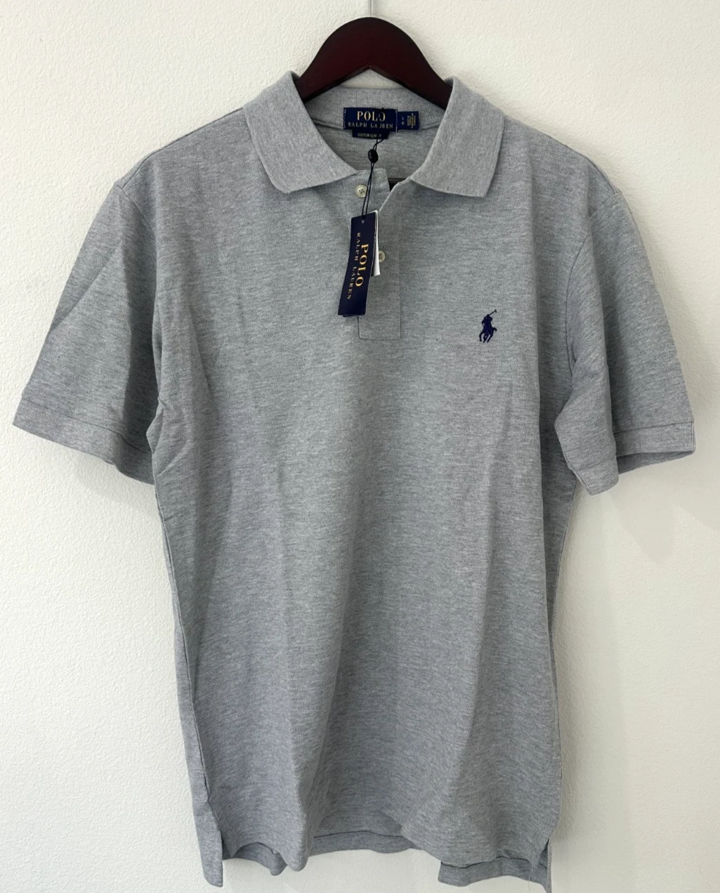 Ralph Lauren Men's Custom Slim Fit Polo Shirt Grey L Short Sleeve Mesh New