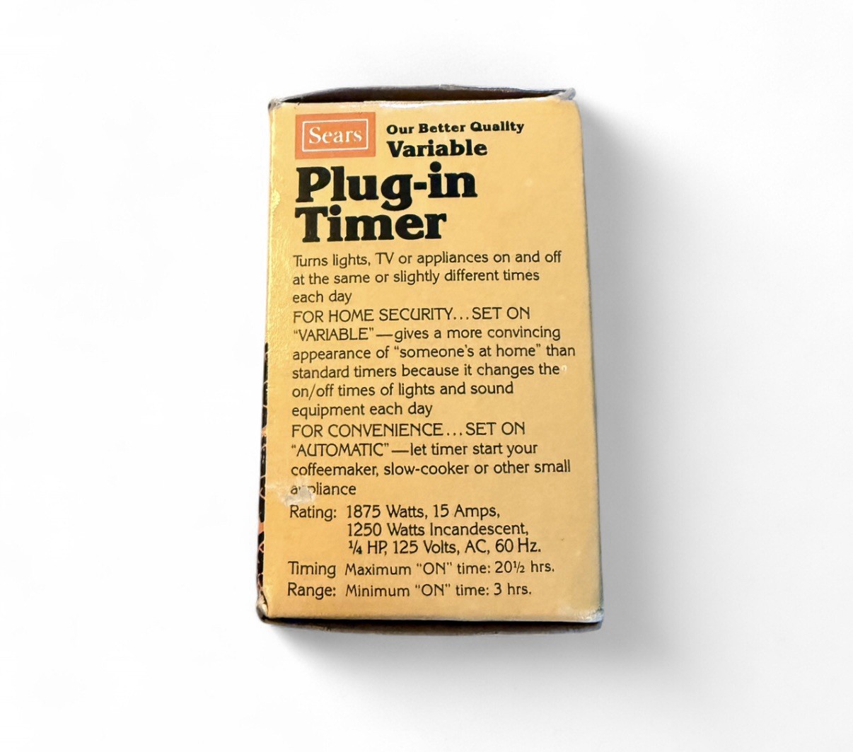 Sears Variable Plug-In Timer #34 6640 Lamp Lights Appliance Timer Vintage NOS