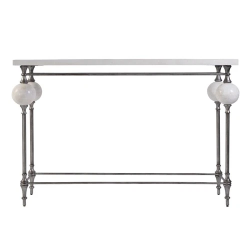 Butler Specialty Company Amadeo 48"W Rectangle Stone & Metal Console Table White - Picture 3 of 13