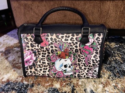 Ed Hardy Purse Leopard Print Tattoo Skulls Roses Butterfly Ships Now Brand New 