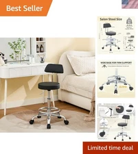Pedicure Stool（Rolling Stool Adjustable Height 19.5’’-26.6’’Chair for Hairsty...