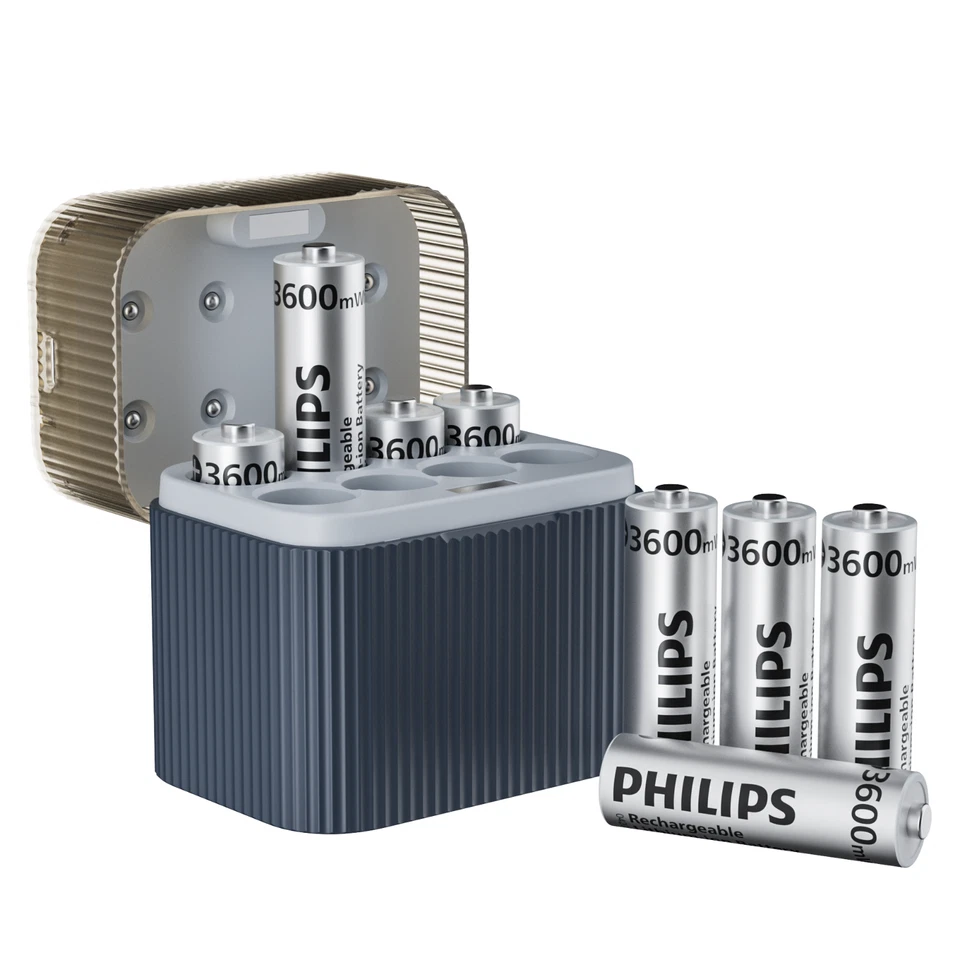 Lot Philips 1.5V 3600mWh AA Rechargeable Lithium Battery with Charger Box - Image 2 of 4