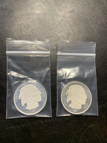 Lot Of Two 1 Ounce Silver Buffalo Rounds