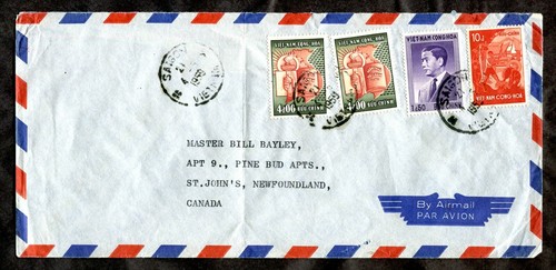 VIETNAM 1959 Airmail Cover to Newfoundland Canada