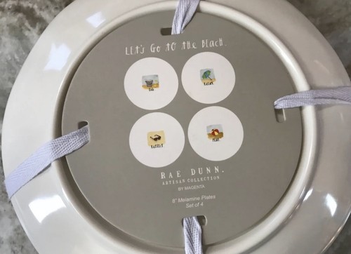 Snack Dessert Plate Pool Safe Beach ￼Set Let’s Go To The Beach Rae Dunn Melamine - Picture 1 of 7