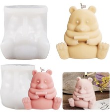 Molde de silicona para oso polar perezoso 3D para velas moldes de arcilla de resina molde de yeso fundido