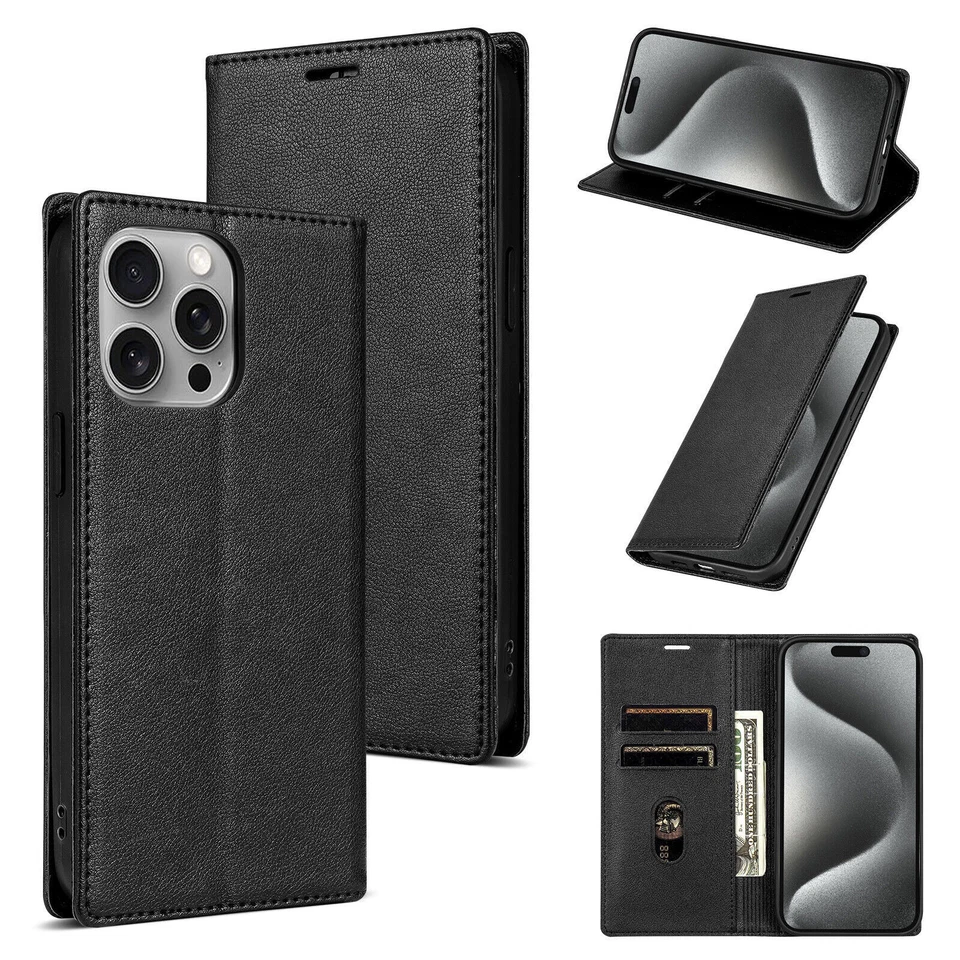 Magnetic Flip Leather Phone Case For iPhone 16 15 14 13 12 11 Pro Max XR 7 8 SE - Image 4 of 4