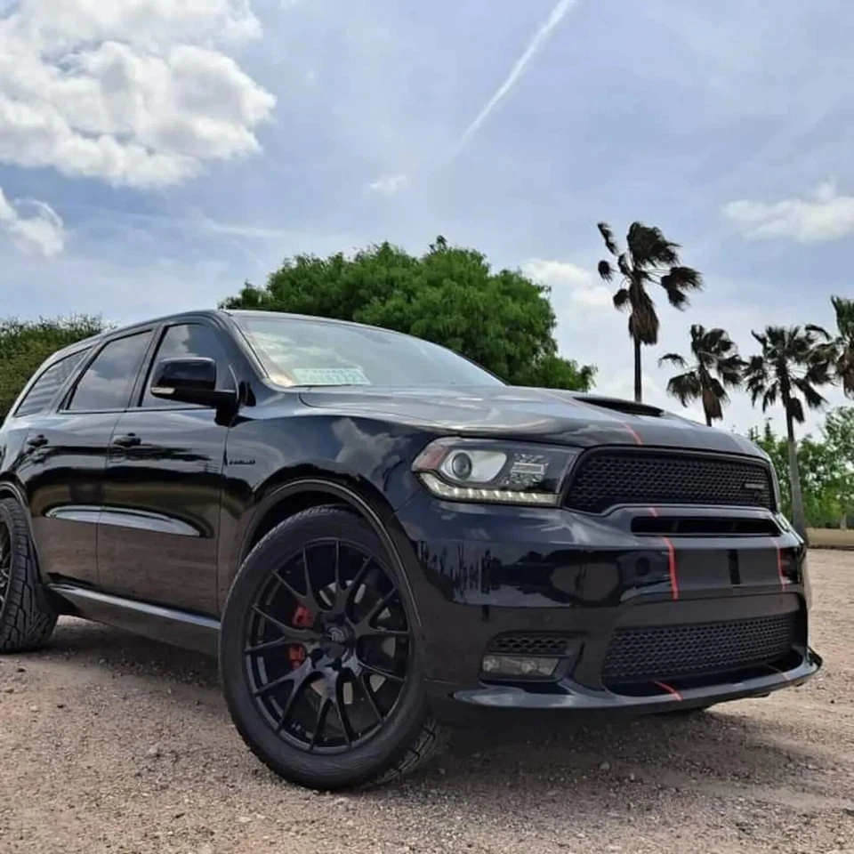 Matte Black + Red 8" Twin Rally stripes Graphic FITs Dodge Durango 40 feet - Image 3 of 3
