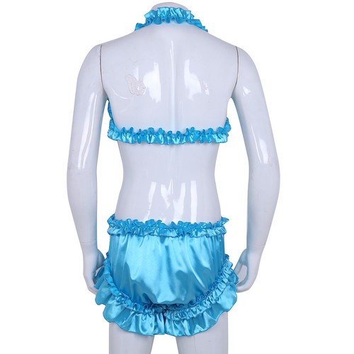 Sexy Men Lingerie Set Sissy Halter Neck Bra Top with Underwear Briefs Nightwear - Picture 11 of 17