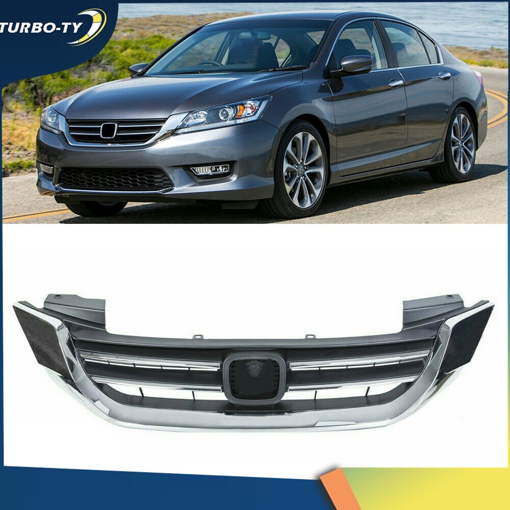 Grill Sedan Front Upper Hood Grille For 2013-2015 Honda Accord Sedan - Black & Chrome Bumper Radiator Grille Honda Accord Grille - Foto 2