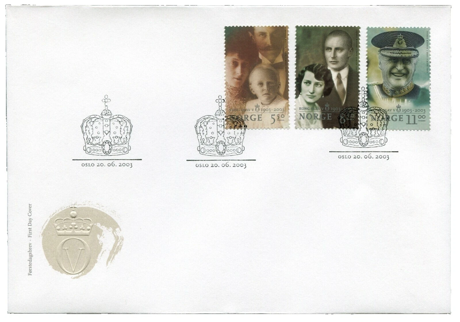 Royalty First Day of Issue Norwegian Stamps