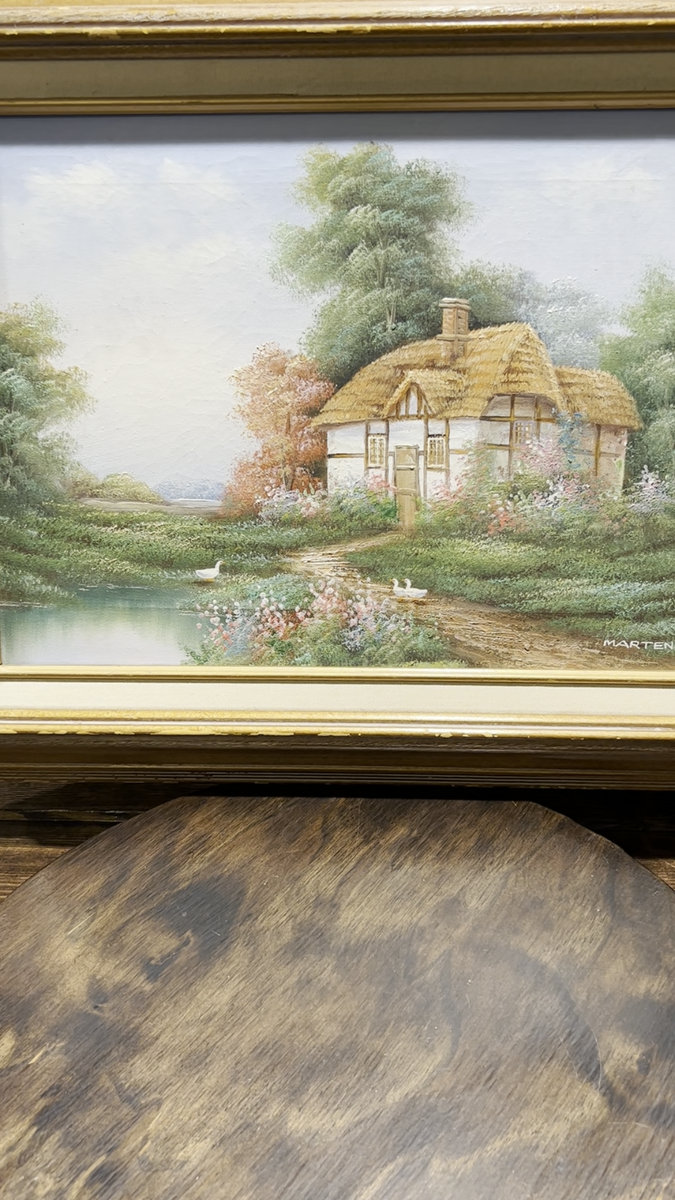 M. Marten, Lights in the Pond　公園　風景画 Framed Watercolour Painting by M. Marten, 