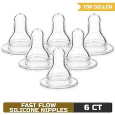Evenflo Classic Fast Flow Silicone Nipples, 8m , 6-Pack