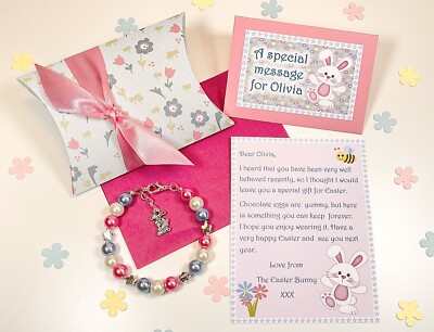 Personalisierter Osterhasen Buchstabe, Armband, Geschenkbox, Ostergeschenk, Osterjagd
