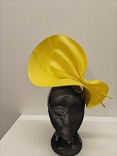 yellow large straw fascinator ostrich quill spine millinery headband wedding hat