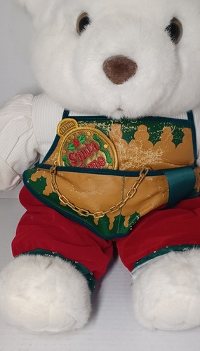 Vintage 1995 Kmart Christmas Santa Time Teddy Bear Stuffed Animal BOY Plush 20" - Picture 3 of 16