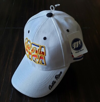 Costa Rica Logo Strapback Baseball Cap By Mega Sport White Embroidered NWT