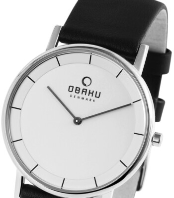 Damen Herren Unisex Uhr Weiß Silber Schwarz Edelstahl Leder OBAKU Denmark V143