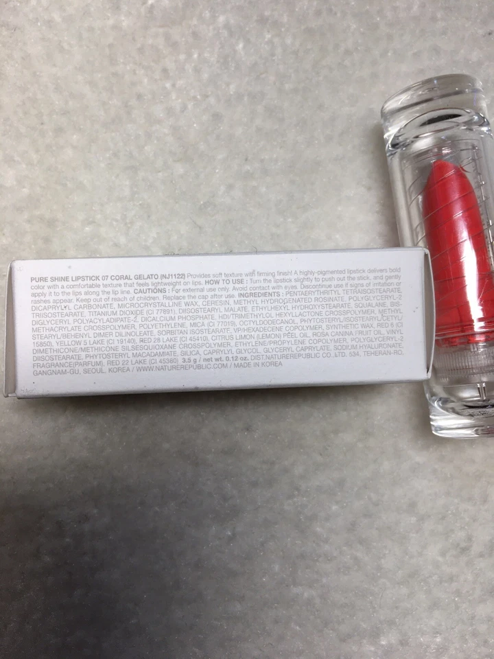 NEW NATURE REPUBLIC LipStick 3.5g Korea Coral Gelato No. 7 Pure Shine Rare Color - Image 3 of 4