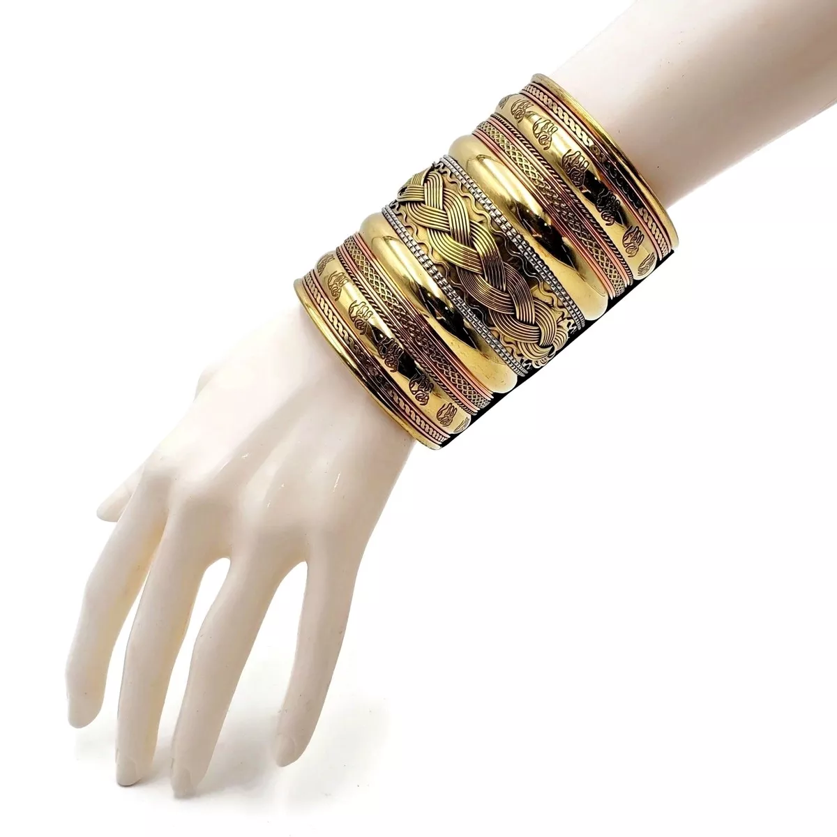 Fashion Brass Cuff Bracelet Natural Patina Ethnic Tribal Brass Jewelry 4