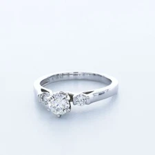 1.29ct G/SI1 Round Natural Diamonds 18k White Gold Classic Three-Stone Ring