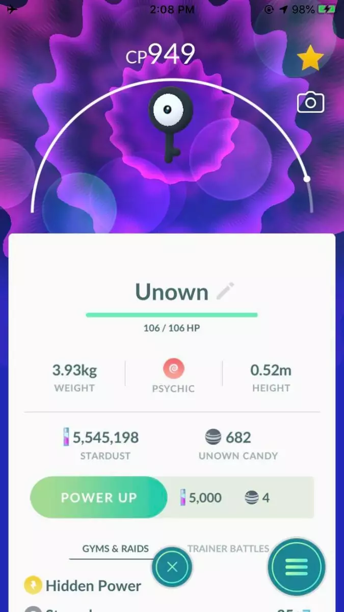 Pokémon GO Shiny Unown O - Trade 20.000 stardust (Read Describe