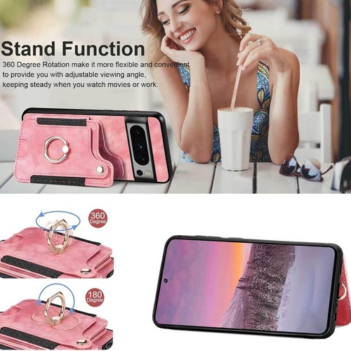 Custodia portafoglio pelle magnetica per Google Pixel 9 Pro XL/8a/7a/6a slot scheda + cinturino - Foto 18 di 55