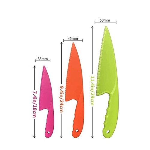 3 PCs Kids Kitchen Knife Plastic Fruit Safe Toy Knives Bread Lettuce Salad AU - Picture 2 of 3