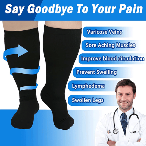 Compression Socks Stockings Knee High Womens Mens Medical Calf 20-30 mmHG S-4XL - Picture 6 of 17