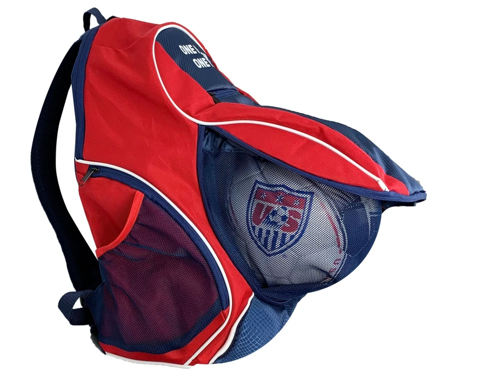 Mochila de fútbol oficial Icon Sports EE. UU. - Se adapta a pelotas talla 5 - EE. UU. Rojo Azul Foto 4 de 4