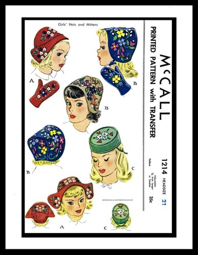 McCall # 1214 BABY Toddler FELT HATS Fabric Sewing Pattern GIRL Child Hat 21-22" - Picture 4 of 6