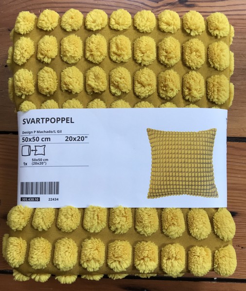 Funda Almohada IKEA Svartpoppel Amarillo Mostaza Puff 20"x 20" Retro Difusa