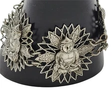 Vintage Buddha Buddhist bracelet 7.5" Sterling Silver ? NO MARKINGS 