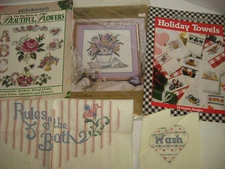 Counted Cross Stitch Mixed Lot Booklets, Kit, Finished Piece Flowers Alphabet