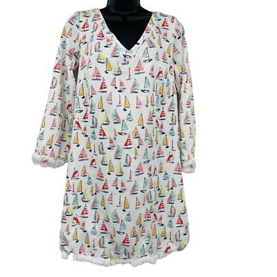 Persifor Brie Boat Dress Bateau Tunic Style Double V Neck Fringe Women's Size M