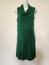 Ann Taylor Loft Dress 8 Sleeveless Green Cowl Neck Flowy Knee Length Soft