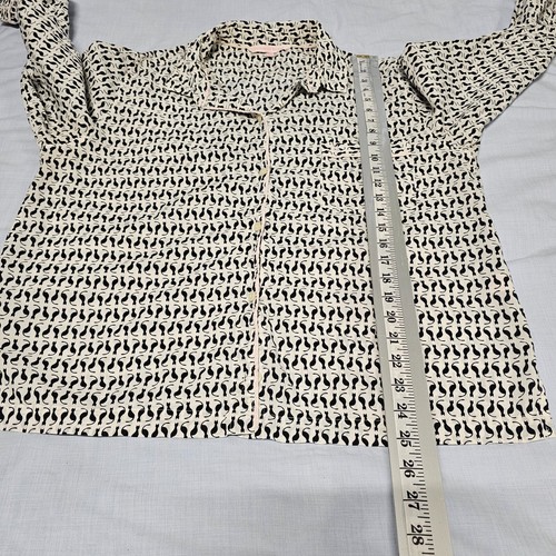 Victoria Secret Pajama Set Women Size L White/Black Cats Cotton - Picture 9 of 21