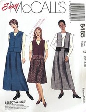 1990's McCall's Misses' Vest,Top,Skirt Pattern 8485 Size 12-16 UNCUT