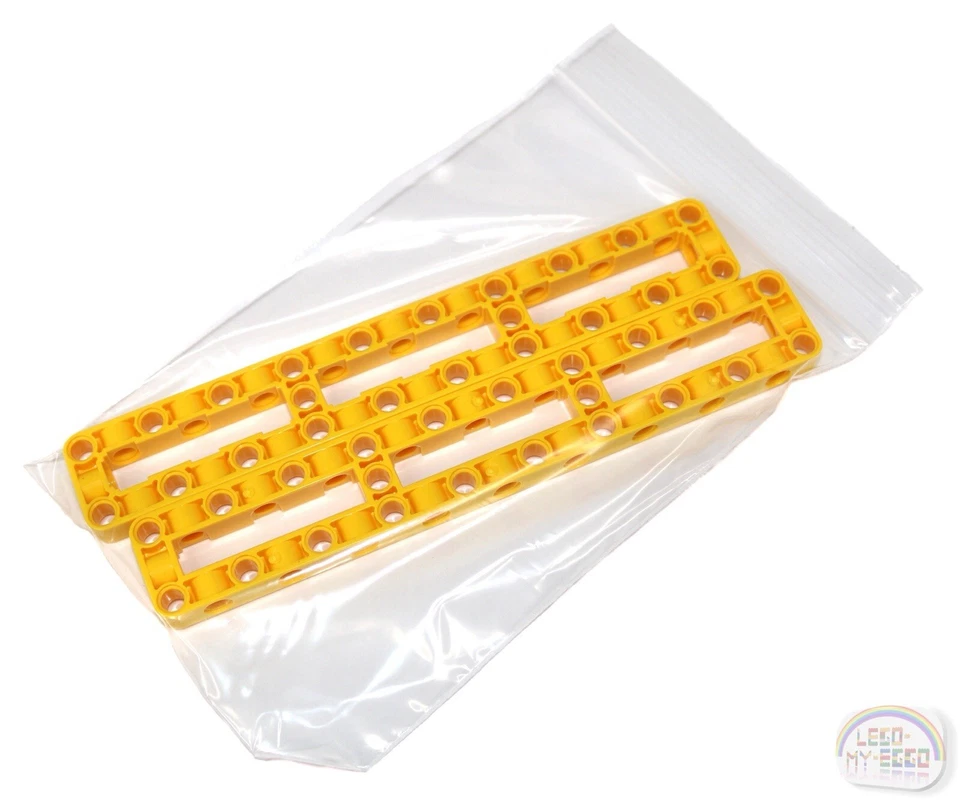 LEGO Technic - 2 Pcs, 3x19 Mod Frame - Yellow - New - (67491, EV3, Liftarm) - Image 3 of 4